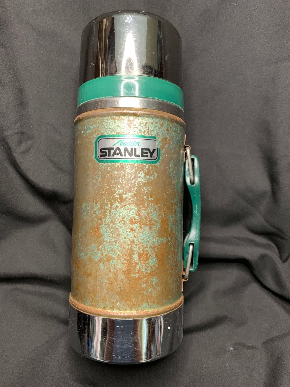 1987 Aladdin Stanley A-1350B 24oz Wide Mouth Thermos USA Green Vintage